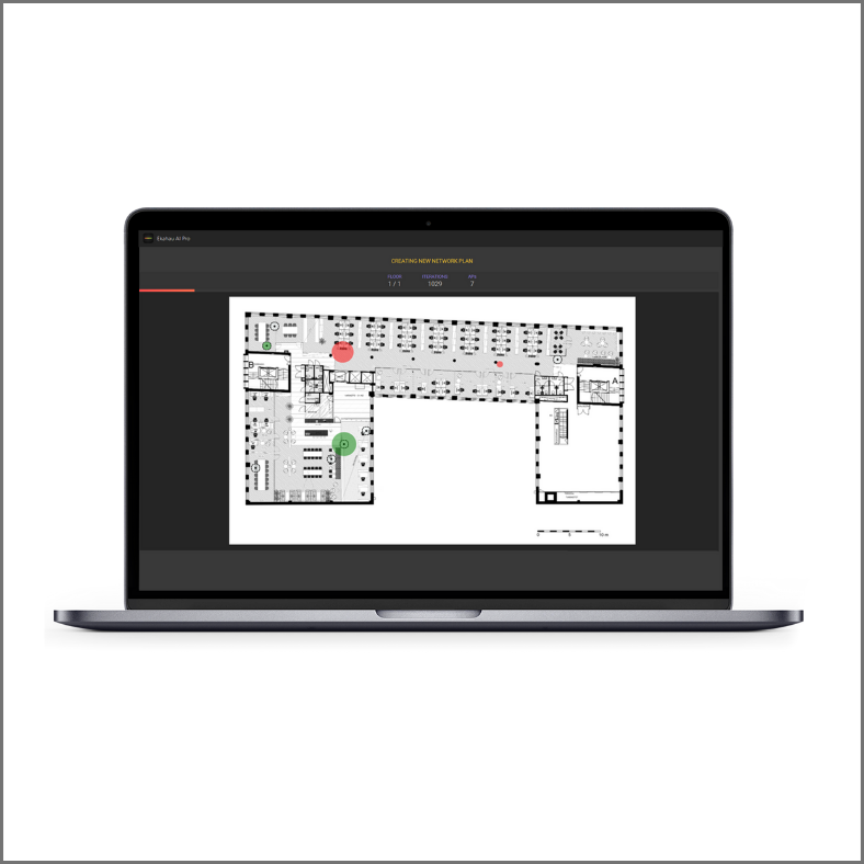 Software Ekahau AI Pro mostrando la característica sobre el Auto-Planificador AI 